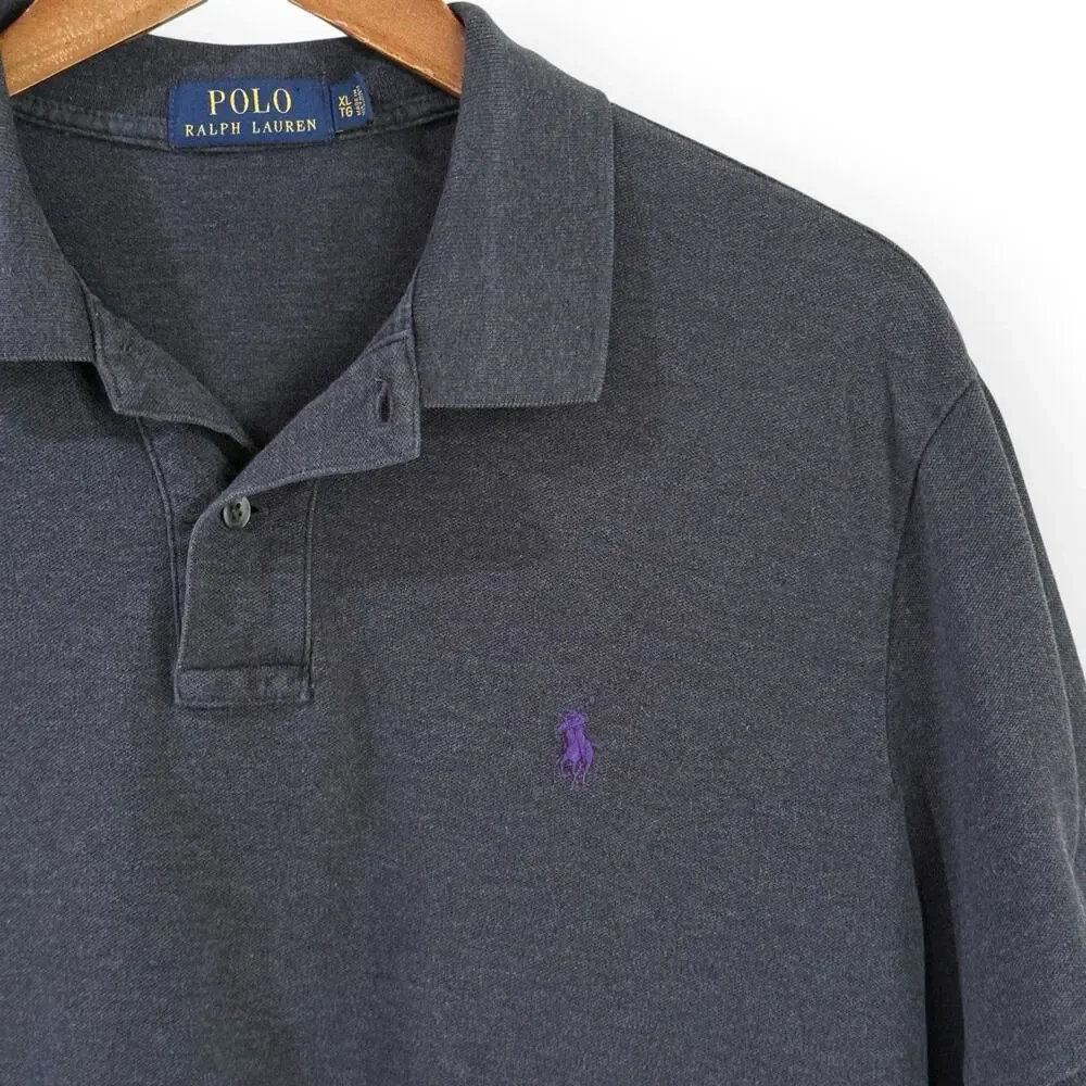 Polo Ralph Lauren Polo Shirt Men's XL Short Sleeve Pique Charcoal Heather Gray